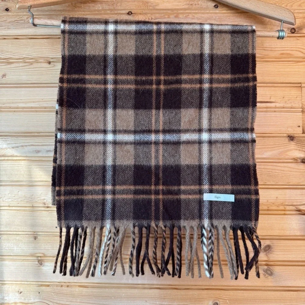 Abraham Moon & Sons Scarf Elgin Tartan Plaid Lambswool Made British Isles Unisex